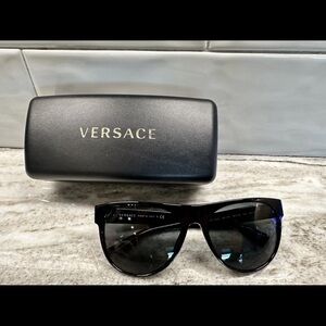 Versace Black Oversized Shield Sunglasses